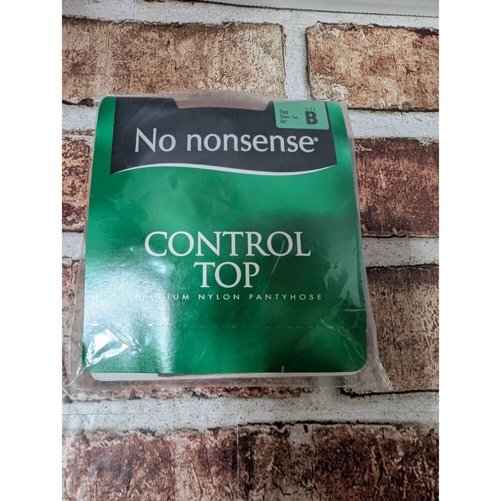 Vintage No Nonsense Control Top Pantyhose Tan Size B Sheer Toe Nylons VTG